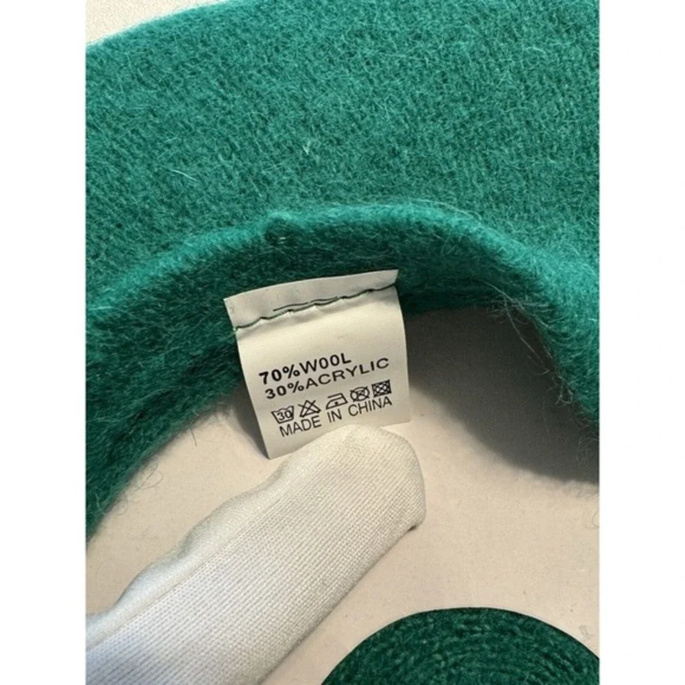 Emerald Green Wool Blend Beret Hat French Style Parisian Winter‎ French 69-03